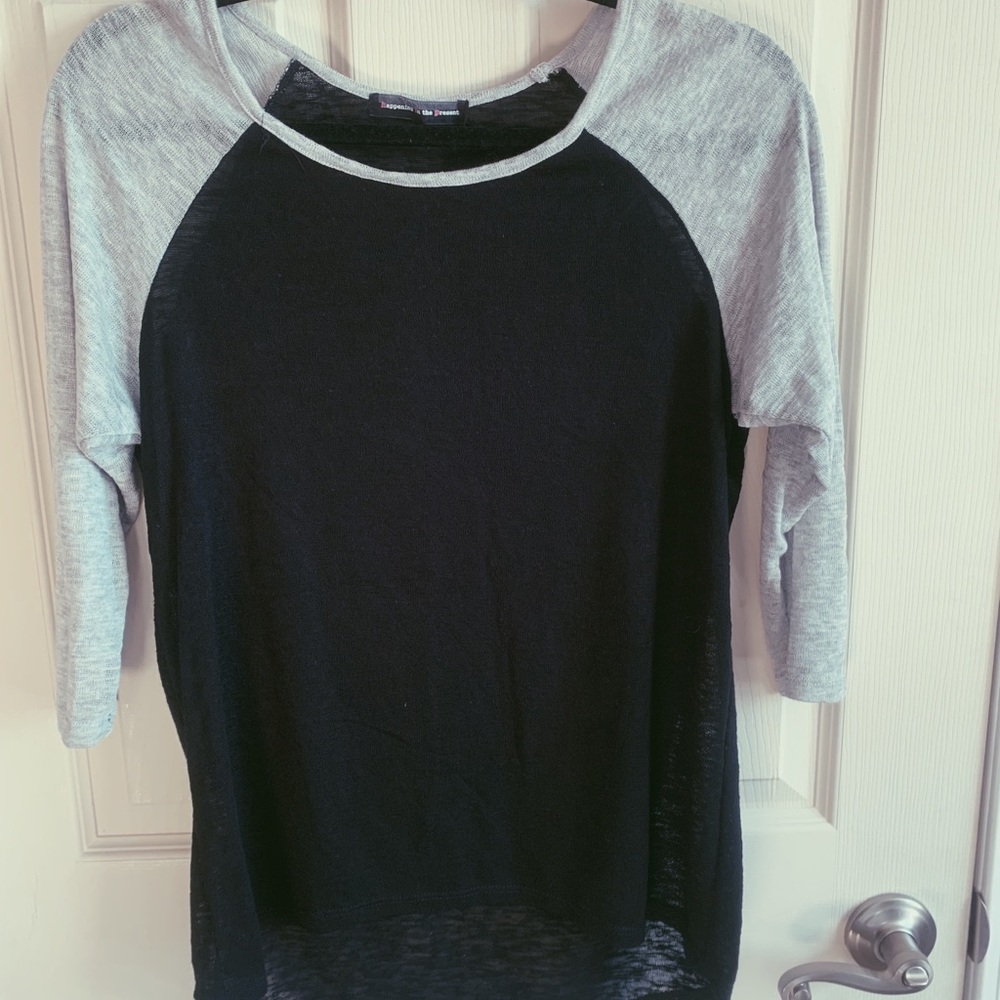 Sheer gray and black baseball tee